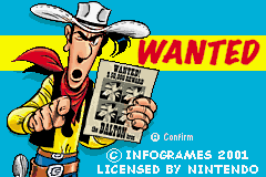 Lucky Luke: Wanted title screen for GameBoy Advance